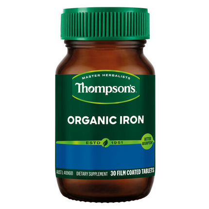 Thompson's Organic Iron 24mg 30 Tablets