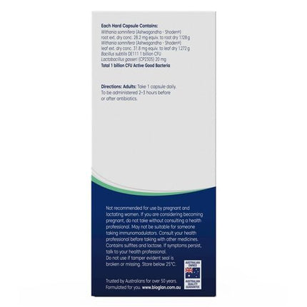 Bioglan Probiotic + Ashwagandha 50 Tablets