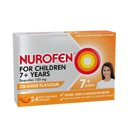 Nurofen For Children 100mg Ibuprofen Orange 24 Chewable Capsules