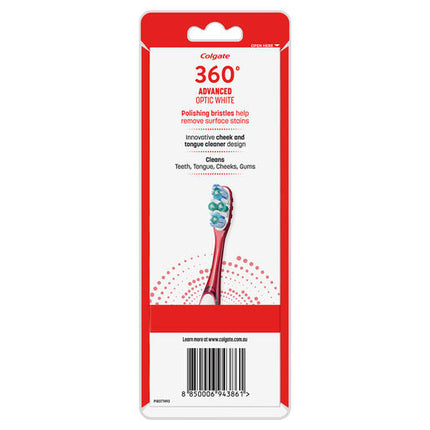 Colgate 360 Advanced Optic White Manual Toothbrush Soft 3 Pack
