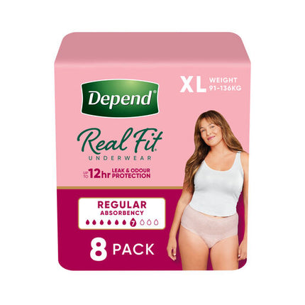 Depend Women Real Fit Underwear Extra Large 8 Pack