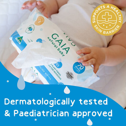 Gaia Baby 99.5% Pure Water Biodegradable Wipes 70PK