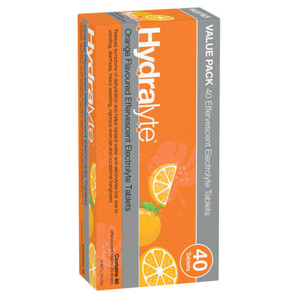 Hydralyte Effervescent Electrolyte Tablets Orange 40 Tablets