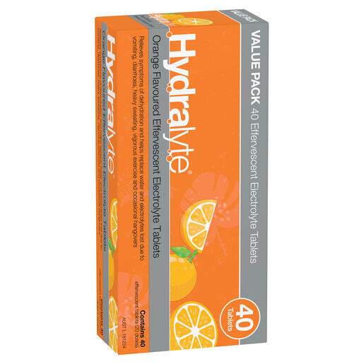 Hydralyte Effervescent Electrolyte Tablets Orange 40 Tablets