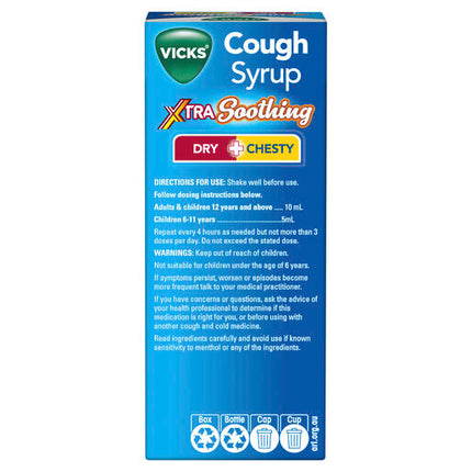 Vicks Cough Syrup Dry + Chesty Xtra Soothing 200ML