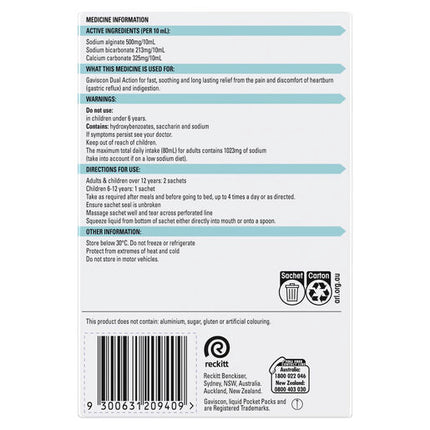 Gaviscon Dual Action Liquid Sachets 10mL 24Pk