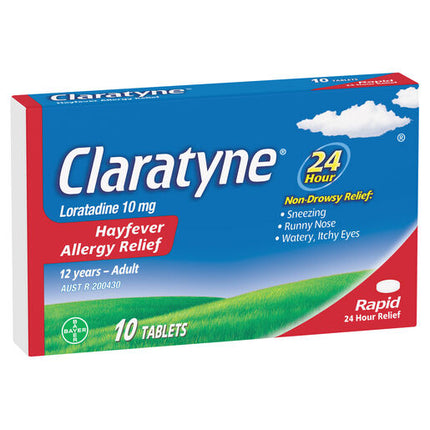 Claratyne Allergy Hayfever Relief Antihistamine Tablets 10 Pack