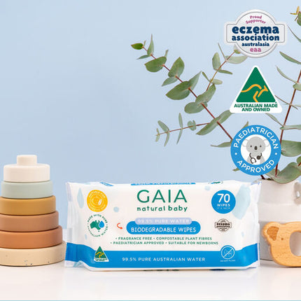 Gaia Baby 99.5% Pure Water Biodegradable Wipes 70PK