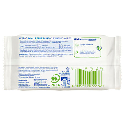 Nivea Daily Essentials Refreshing Face Wipes 7pk