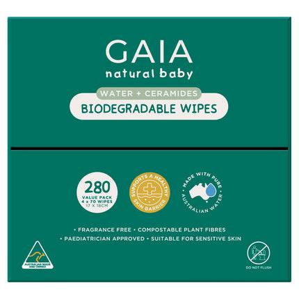 Gaia Biodegradable Water Wipes 280 Pack