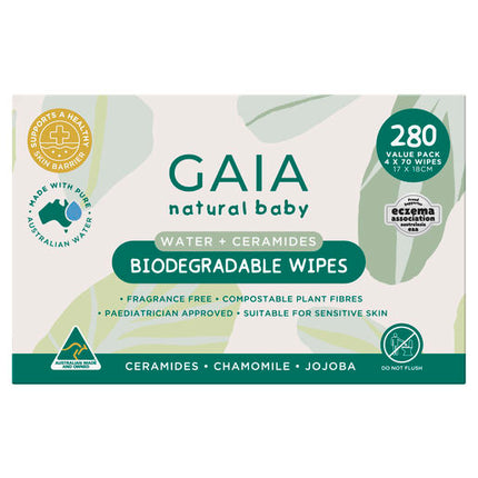 Gaia Biodegradable Water Wipes 280 Pack