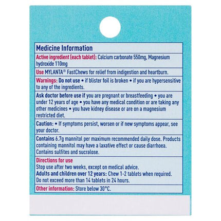 Mylanta 2Go Antacid FastChews Tablets Mint 3 x 8 Pack