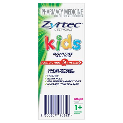 Zyrtec Kids Allergy & Hayfever Oral Liquid Bubblegum 120ml