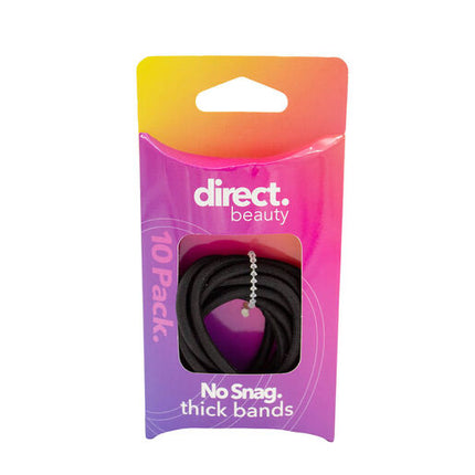 Direct Beauty No Snag Thick Bands Black 10 Pack