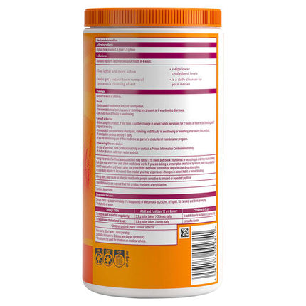 Metamucil Multi-Health Fibre with 100% Psyllium Natural Psyllium Orange Smooth 114 Dose