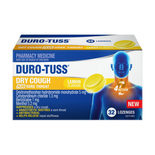 Duro-Tuss Dry Cough Plus Sore Throat Lemon Lozenges 32
