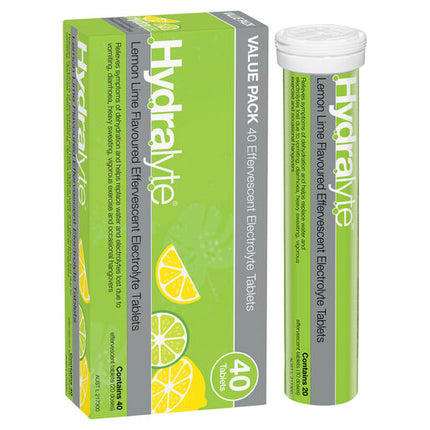 Hydralyte Effervescent Electrolyte Tablets Lemon Lime 40 Tablets