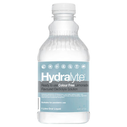 Hydralyte Ready to use Electrolyte Solution Colour Free Lemonade 1L