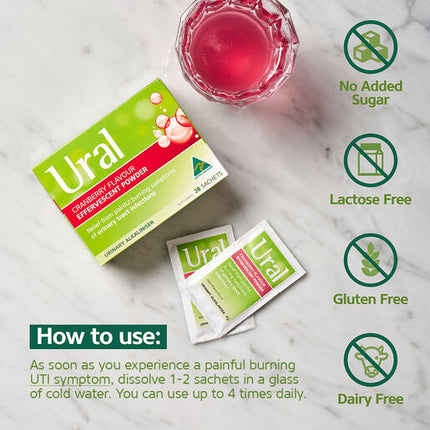 Ural Effervescent Powder Cranberry 28 Sachets