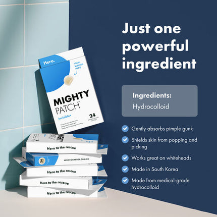 Hero Mighty Patch Invisible+ Hydrocolloid Pimple Patches 24 pack
