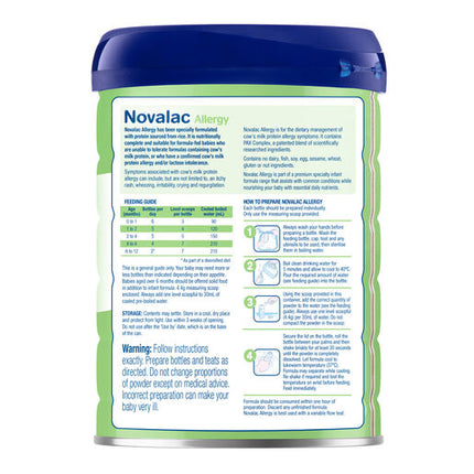 Novalac Allergy Premium Evidence Based Specialty Infant Formula Powder 800g