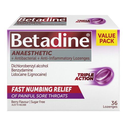 Betadine Lozenge Anaesthetic Berry 36 Lozenges