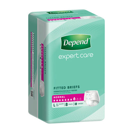 Depend Fitted Briefs Normal Unisex Large 8 Pack