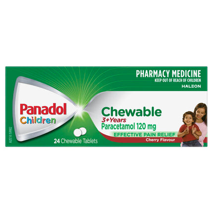 Panadol Children 3+ Years Chewable, Cherry Flavour, 24 Tablets