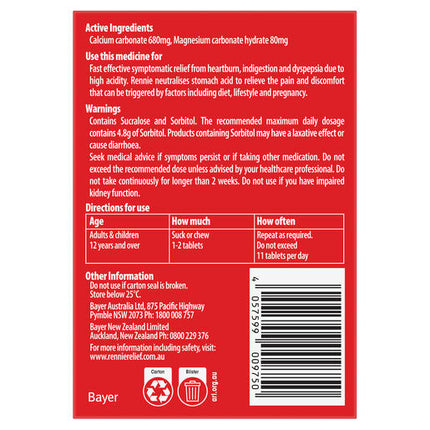 Rennie No Added Sugar Orange 24 Tablets