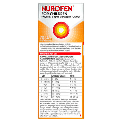 Nurofen For Children 3 Months To 5 Years Strawberry 200ml