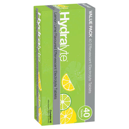 Hydralyte Effervescent Electrolyte Tablets Lemon Lime 40 Tablets