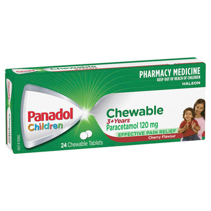 Panadol Children 3+ Years Chewable, Cherry Flavour, 24 Tablets
