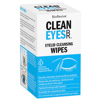 BioRevive CleanEyes Eyelid Cleansing Wipes 30 Pack