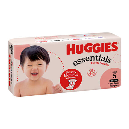 Huggies Essentials Nappies Size 5 (13 - 18kg) 44 Pack