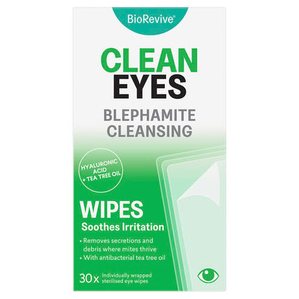 BioRevive CleanEyes Blephamite Cleansing Wipes 30 Pack