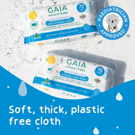 Gaia Baby 99.5% Pure Water Biodegradable Wipes 70PK