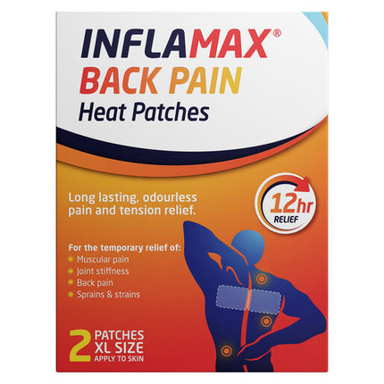Inflamax Back Pain Heat Patches 2 Patches XL Size