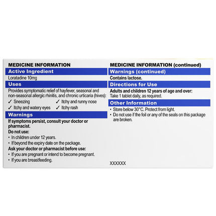 Allereze Allergy Relief 10mg Tab 30