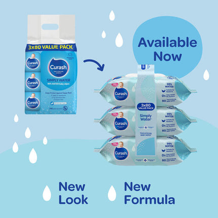 Curash Water Wipes 3X80 Pack