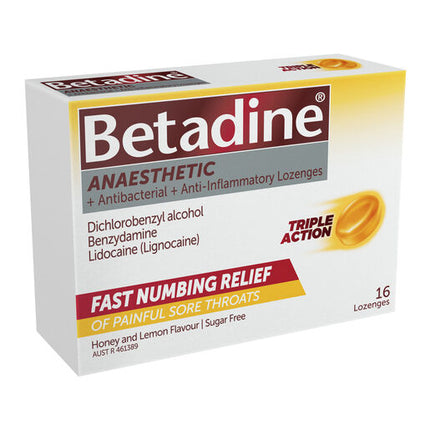 Betadine Anaesthetic Honey Lemon 16 Lozenges