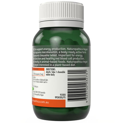 Naturopathica Vegan Active B12 60 Chewable Tablets