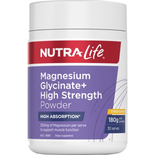 Nutra-Life Magnesium Glycinate+ High Strength Powder Citrus 180G