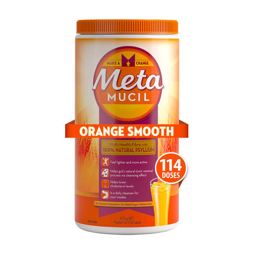 Metamucil Multi-Health Fibre with 100% Psyllium Natural Psyllium Orange Smooth 114 Dose