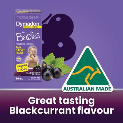 Dymadon Paracetamol 1 Month -2 Years Blackcurrant 60mL