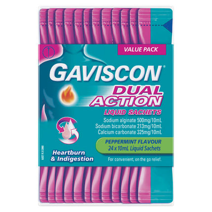 Gaviscon Dual Action Liquid Sachets 10mL 24Pk