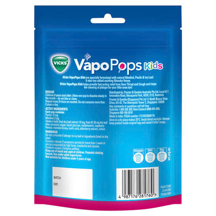 Vicks Vapopops Kids Throat Pops Berry 8