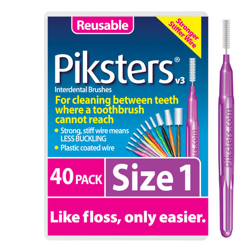 Piksters Interdental Brush Size 1 Purple 40 Pack