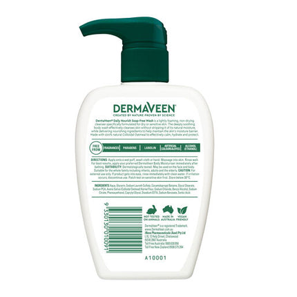 DermaVeen Daily Nourish Soap-Free Wash for Dry & Sensitive Skin 250mL