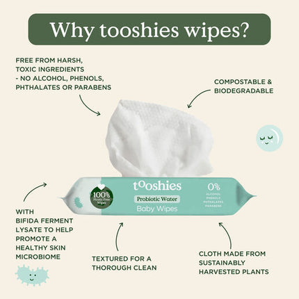 Tooshies Probiotic Water Wipes 70