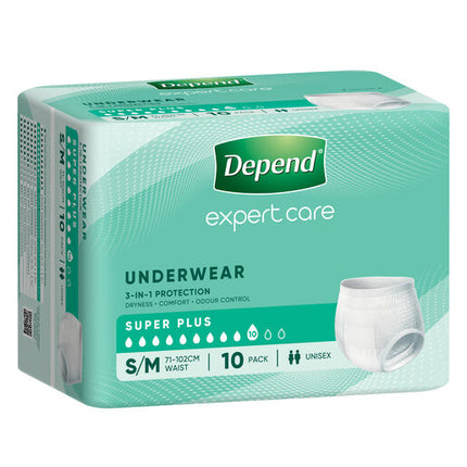 Depend Incontinence Underwear Unisex Super Plus Small/Medium 10 Pack